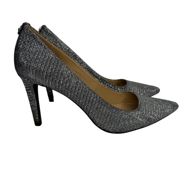 Michael Kors Silver Glitter Pointed-Toe High Heel Pumps Sz 7M Wedding Holiday - Picture 2 of 10